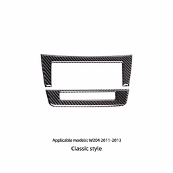 Carbon Fiber compatible for Mercedes Benz W204 C Class 2011-2013 2pcs Center Console CD Panel Trim Frame Sticker Accessories
