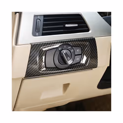 LHD Car Carbon Fiber ABS Head Lamp Switch Decorative Frame Cover Trim Interior Stickers Accessories compatible for  3 Series E90 2005-12