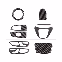 Carbon Fiber Car Door Steering Wheel Multimedia Gears Panel Sticker compatible for Mercedes Benz V Class W447 V260 15-20 Interior Accessory