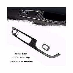 2pcs Black Switch Cover Trim Carbon Fiber Door Switch Cover Trim compatible for 3 Series E92 Coupe RHD Easy To Use Car Acce ...