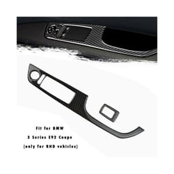 2pcs Black Switch Cover Trim  Carbon Fiber Door Switch Cover Trim compatible for  3 Series E92 Coupe RHD Easy To Use Car Accessories