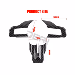 3PCS Carbon Fiber Steering Wheel Cover Trim compatible for compatible ford Mustang 2015 2016 2017 2018 2019 Car Accessories Interior Decoration Style