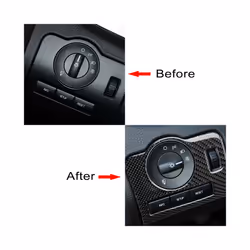 Carbon Fiber Car Headlight Switch Buttons Sticker Interior Trim Cover compatible for compatible ford Mustang 2009 2010 2011 2012 2013 2014 Accessories