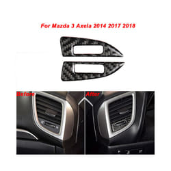 2Pcs Carbon Fiber Interior Air Vent Trim Cover Dashboard Sticker compatible for Mazda 3 Axela 2014 2017 2018 Car Accessories Interiors