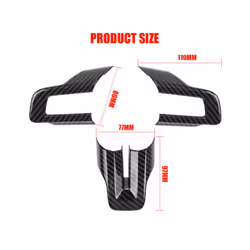 3Pcs/set Carbon Fiber  Steering Wheel Cover Trim Frame Fit compatible for compatible ford Mustang 2015 2016 2017 2018 2019 Car Accessories