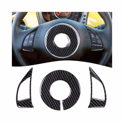 3Pcs Carbon Fiber Car Steering Wheel Accent Cover Trim compatible for Fiat 500 2012-15 Auto Interior Decoration Trim Accessor ...