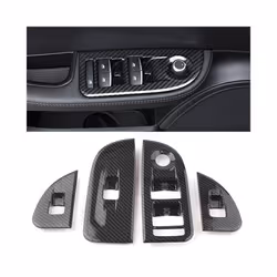ABS Carbon Fiber Window Lift Switch Button Frame Cover Trim compatible for Alfa Romeo Giulia 2017 2018 2019 2020 Auto Car Acc ...