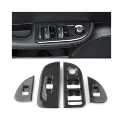 ABS Carbon Fiber Window Lift Switch Button Frame Cover Trim compatible for Alfa Romeo Giulia 2017 2018 2019 2020 Auto Car Accessories 4Pcs