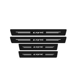 4Pcs Car Door Sill Carbon Fiber Leather Sticker compatible for Honda Civic 10th 8th Type R Sill Pedal Protect Decor Decal Auto Accessories