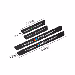 4pcs Carbon Fiber Car Door Sill Sticker compatible for Peugeot 208 Auto Accessories