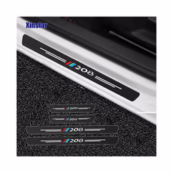 4pcs Carbon Fiber Car Door Sill Sticker compatible for Peugeot 208 Auto Accessories