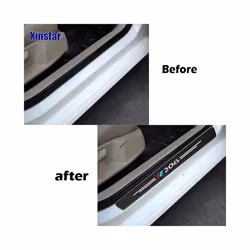4pcs Carbon Fiber Car Door Sill Sticker compatible for Peugeot 208 Auto Accessories