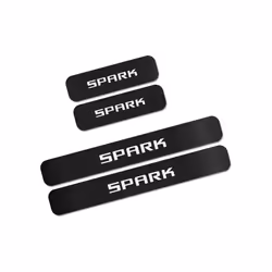 compatible for Chevrolet Spark 4PCS Car Door Sill Scuff Plate Sticker Carbon Fiber Film Scratch Protector Decals Tuning Auto ...