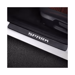 compatible for Chevrolet Spark 4PCS Car Door Sill Scuff Plate Sticker Carbon Fiber Film Scratch Protector Decals Tuning Auto Accessories