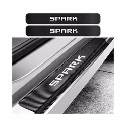 compatible for Chevrolet Spark 4PCS Car Door Sill Scuff Plate Sticker Carbon Fiber Film Scratch Protector Decals Tuning Auto Accessories