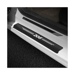 4PCS Car Scuff Plate Door Sill Panel Protector Stickers 3D Carbon Fiber High Quality Door Sill Decal compatible for Peugeot 206 Accessories