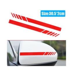 2x Red Rearview Mirror Decoration Decal Strip Trim Carbon Fiber 5D Sticker Stripe Car Universal Vehicle Accessories 30.5*2cm