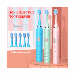 Ultrasonic Electric Toothbrush Teeth Automatic Vibrator Whitening Sonic Brush Timer IPX7 Waterproof Heads for