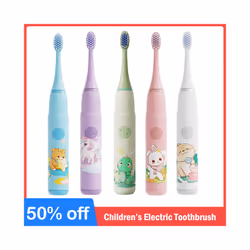 Children Electric Toothbrush With Replacement Head Cartoon Kids Ultrasonic IPX7 Waterproof Rechargeable Sonic