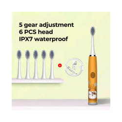 Children Electric Toothbrush Cartoon Kids With Replacement Head Ultrasonic  IPX7 Waterproof Rechargeable Sonic