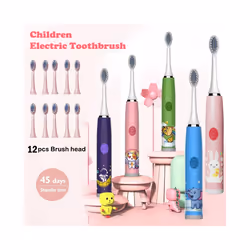 Sonic Electric Toothbrush For Children 12pcs Brush Heads Ultrasonic Rechargeable Timer Soft Hair  IPX7 Waterproof