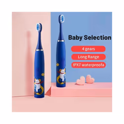 Sonic Children Electric Toothbrush With 12pcs Brush Heads IPX7 Waterproof Ultrasonic Rechargeable Timer Soft Hair