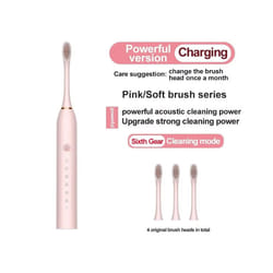 Electric Ultrasonic Toothbrush Six Speed Mode Home Soft Hair USB Charging Waterproof Adult Tooth Cleaner Automatic