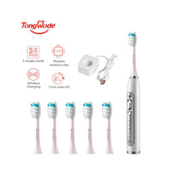 Tongwode Ultrasonic Electric Toothbrush Wireless Charging IPX7 Waterproof Replacement Heads Whitening Teeth Timer