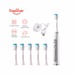 Tongwode Ultrasonic Electric Toothbrush Wireless Charging IPX7 Waterproof Replacement Heads Whitening Teeth Timer