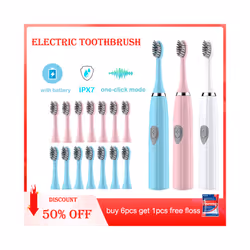 Electric Toothbrush for Adults Soft DuPont Bristle Portable Battery Toothbrush IPX7 Waterproof Intelligent Effective