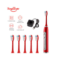 Tongwode Ultrasonic Electric Toothbrush Wireless Charging IPX7 Waterproof Replacement Heads Whitening Teeth Timer