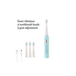 Electric Toothbrush 5-gear Mode USB Charging 4 colors IPX7 Waterproof Ultrasonic Rechargeable Soft Hair Toothbrush