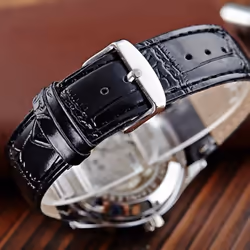 Winner Black Date Automatic Watch Leather Band Business Sports Watches Top Brand Luxury Men&apos;s Fashion Casual Mechanical Clock - white, None