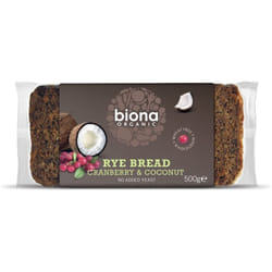 Biona - Organic Rye Cranberry & Coconut Bread - 4 Weeks Life - (500g) (Pack of 6)