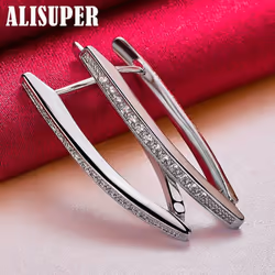 925 Sterling Silver AAA Zircon Charm V Earring Jewelry