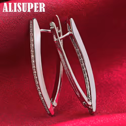 925 Sterling Silver AAA Zircon Charm V Earring Jewelry