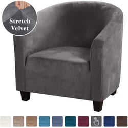 High Stretch Sofa Cover Velvet Tub Chair Cover Skid Resistance Furniture Protector Stretch Fabric Super Soft Couch Slipcover - dark grey
