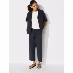 Uniqlo Japan Cotton Relaxed Ankle Pants - 09 BLACK/XS