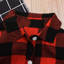 Kids Girls Plaid Cotton Soft Long Sleeve Dress Casual Outfits - red, 80