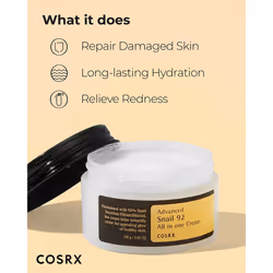 COSRX Advanced Snail 92 All in one Cream, 3.53 oz/100g | Moisturizing Snail Secretion Filtrate 92% | Facial Moisturiser, Long Lasting, Deep