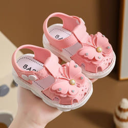 Toddler Kid Baby Girl Princess Sandals Baby Shoes Soft Soled Walking Shoes Girls Small Bows Decorative Children's Shoes - pink, 18