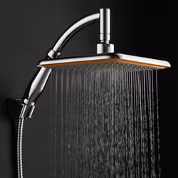 9 &apos;&apos;Metal Square Top Rainfall Shower Head W /Extension Pipe Chrome Bathroom Set