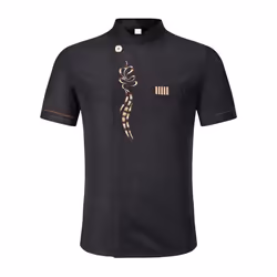 Unisex Kitchen Chef Baking Cook Wear Chef Work Clothes Men Chef Jacket Long Sleeves Men's Chef Uniform - black, M
