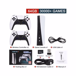 NEW GB5 Video Game Console 64GB/128GB 40000 Free Games HD TV Game Box 5 Two Gamepads For PS1/PSP/MAME Arcade Gaming Stick