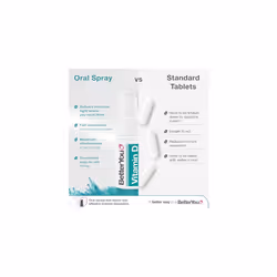 BetterYou Vitamin D3 4000 IU Oral Spray, Fast Acting High Strength Vitamin D3 Supplement, 3-Month Supply, Natural Peppermint Flavour, Made in The UK