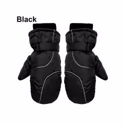Children Kids Winter Snow Warm Gloves Boy Girls Ski Snowboard Windproof - black
