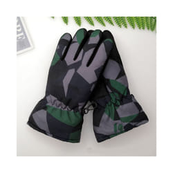 Children Kids Winter Snow Warm Gloves Boy Girls Ski Snowboard Windproof - Green camo