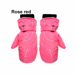 Children Kids Winter Snow Warm Gloves Boy Girls Ski Snowboard Windproof - rose red