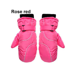 Children Kids Winter Snow Warm Gloves Boy Girls Ski Snowboard Windproof - rose red