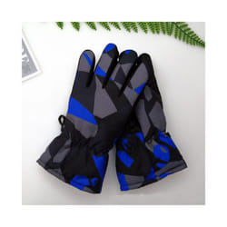 Children Kids Winter Snow Warm Gloves Boy Girls Ski Snowboard Windproof - Blue camo